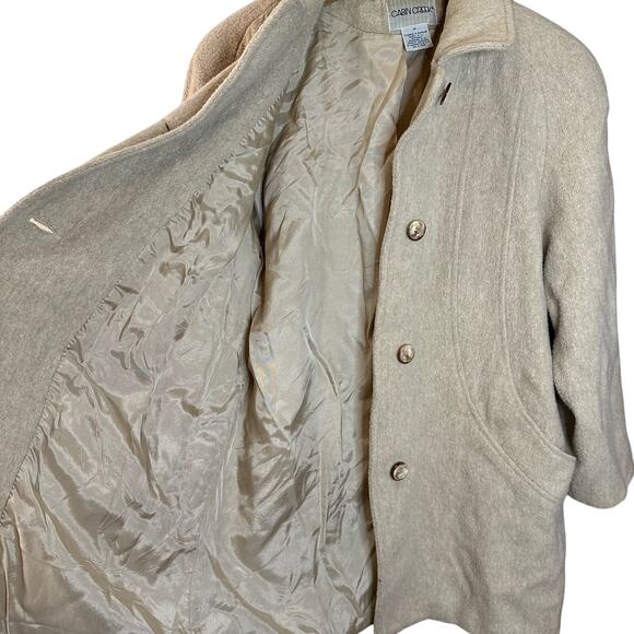 Cabin Creek Vintage Oatmeal Cream Wool Blend Classic Lined Pea Coat Size 14 - Picture 7 of 10